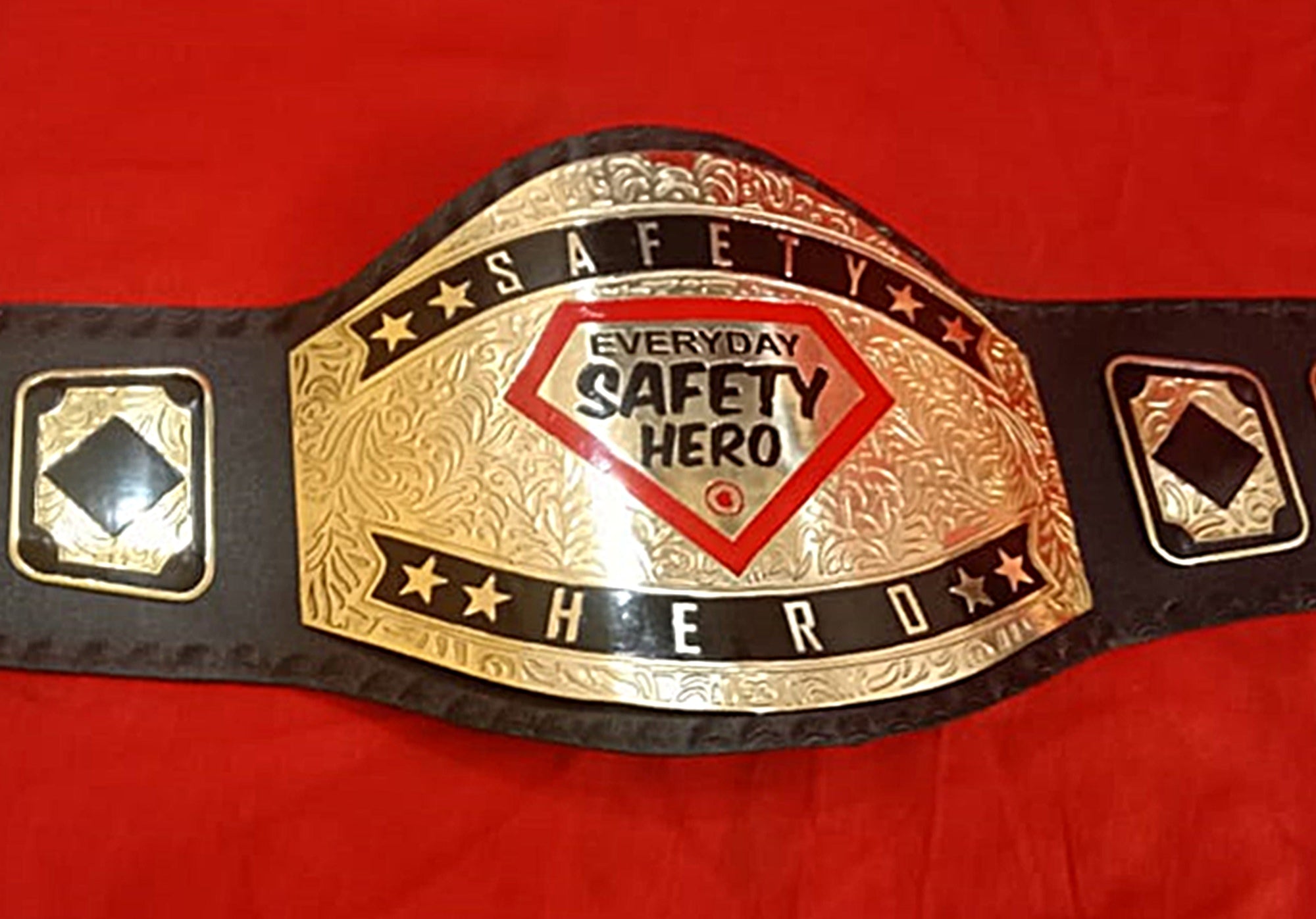 Custom Name and Everday Safety Hero Logo Wrestling Championship Belt - Customize Wrestling Belts