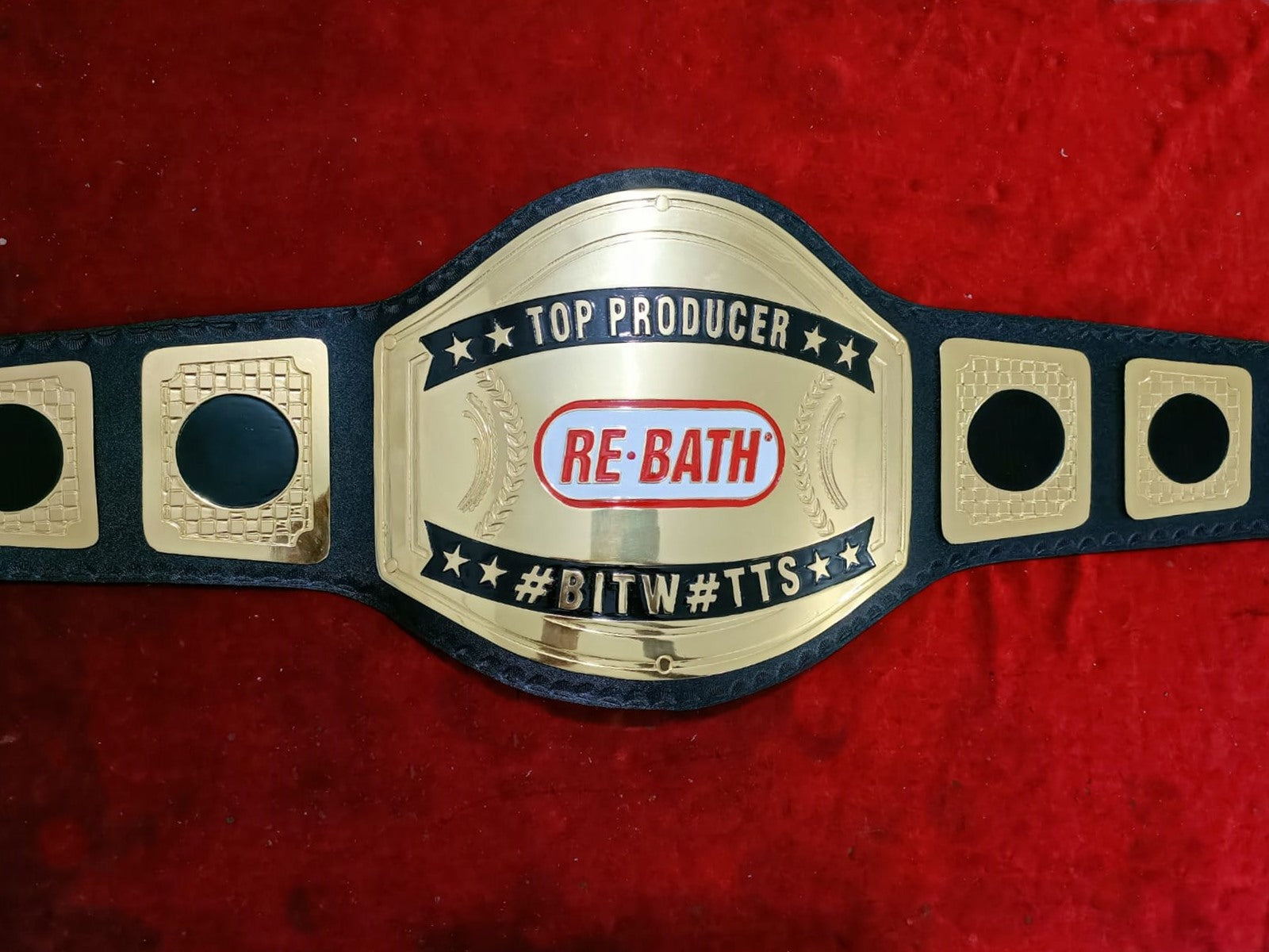 Custom Name and RE BATH Logo Wrestling Championship Belt - Customize Wrestling Belts