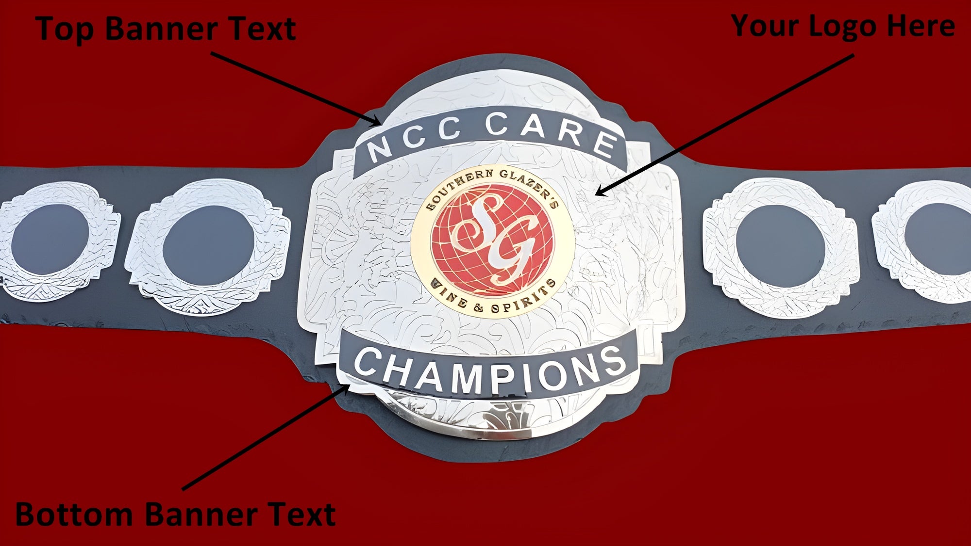Custom Name and SG World Logo Wrestling Championship Belt