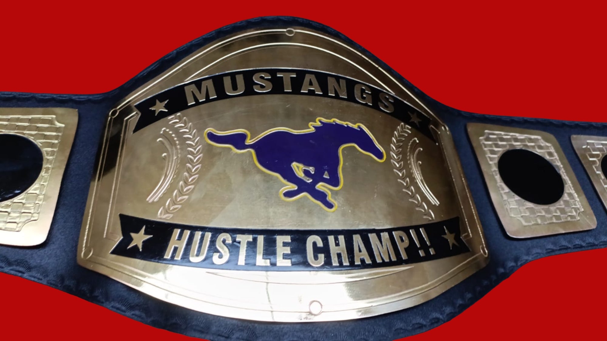 Custom Name and Mustangs Logo Wrestling Championship Belt - Customize Wrestling Belts