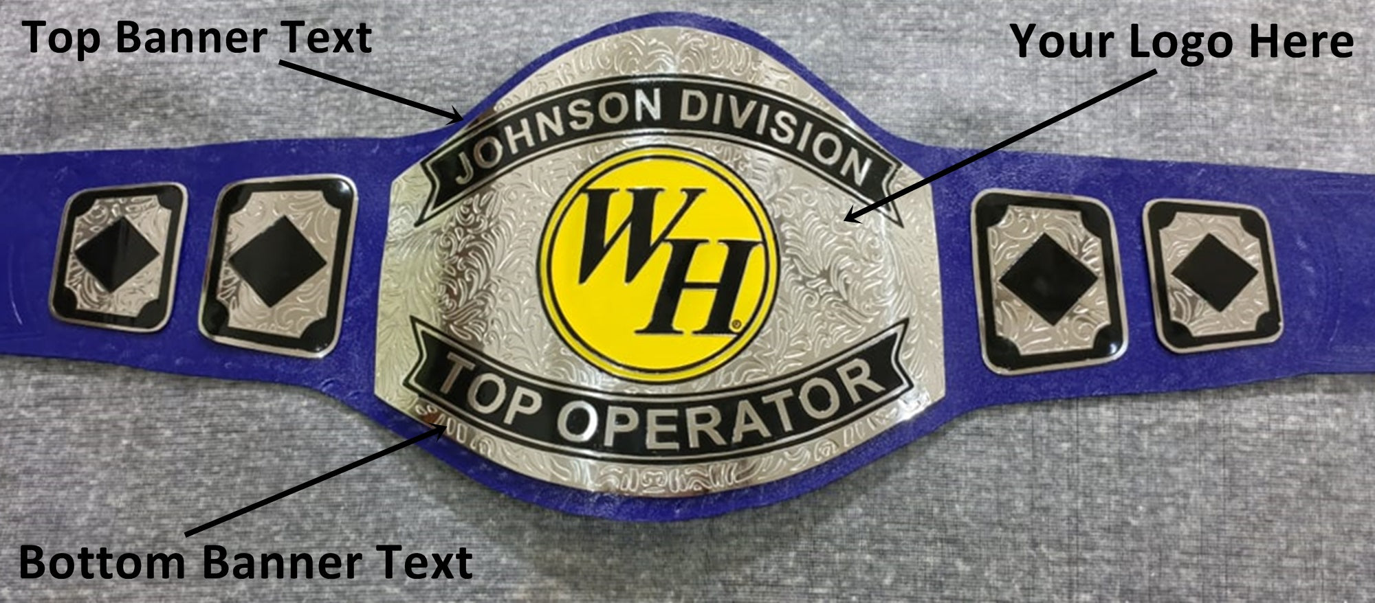 Custom Name and WH Logo Wrestling Championship Belt - Customize Wrestling Belts