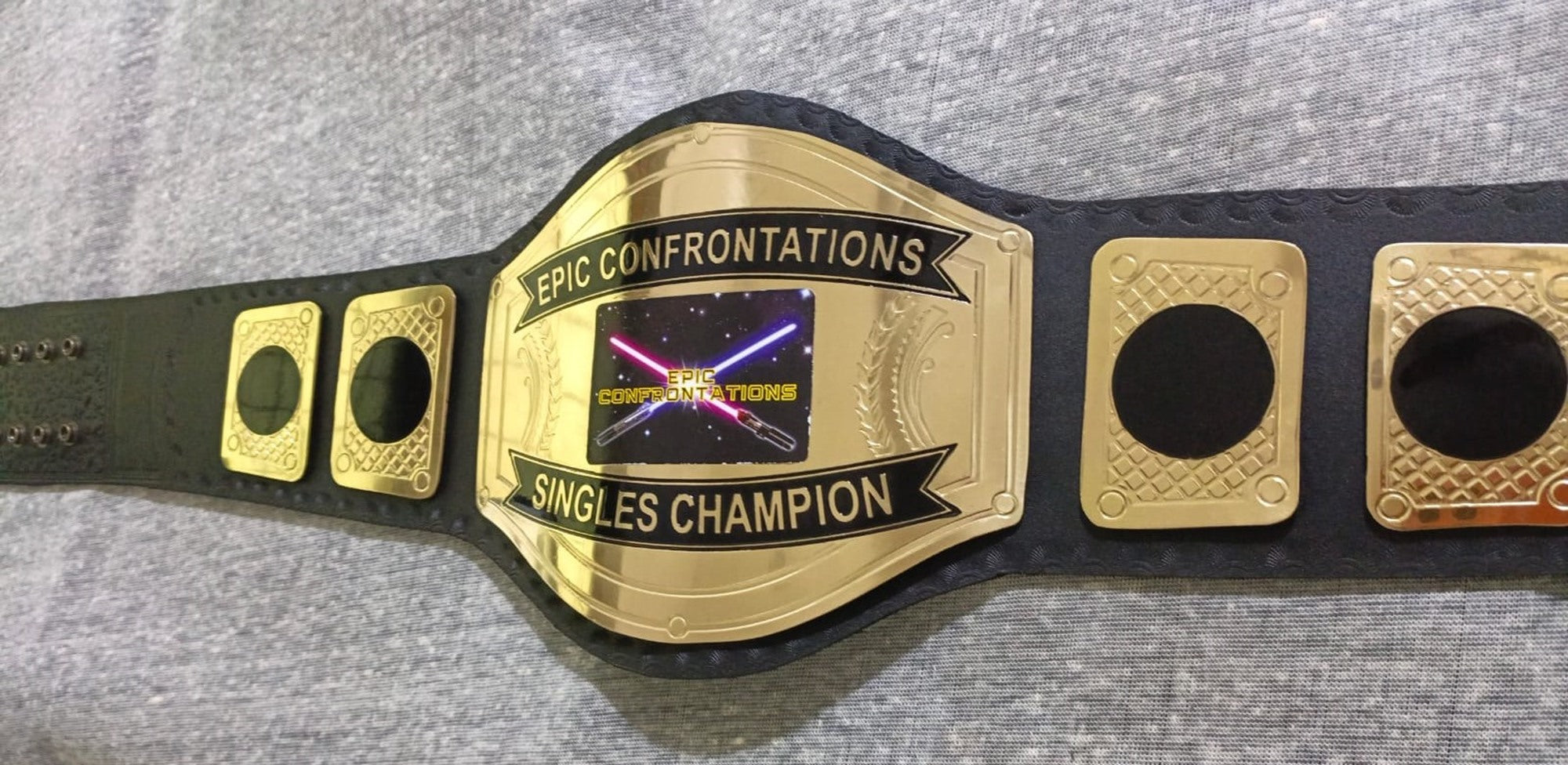 Custom Name and Neon Ligth Sord Logo Wrestling Championship Belt - Customize Wrestling Belts