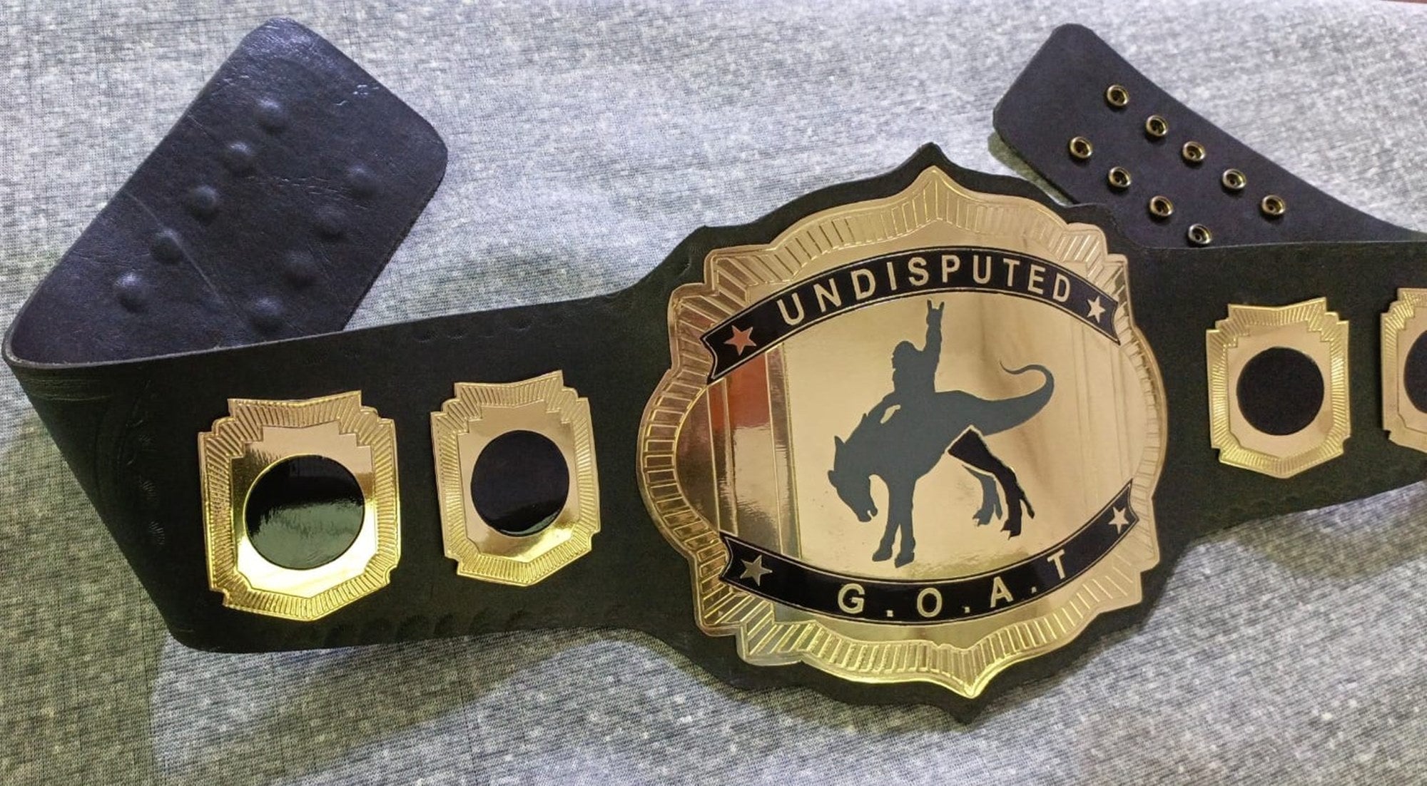 Custom Name and Men Riding Dragon Logo Wrestling Championship Belt - Customize Wrestling Belts