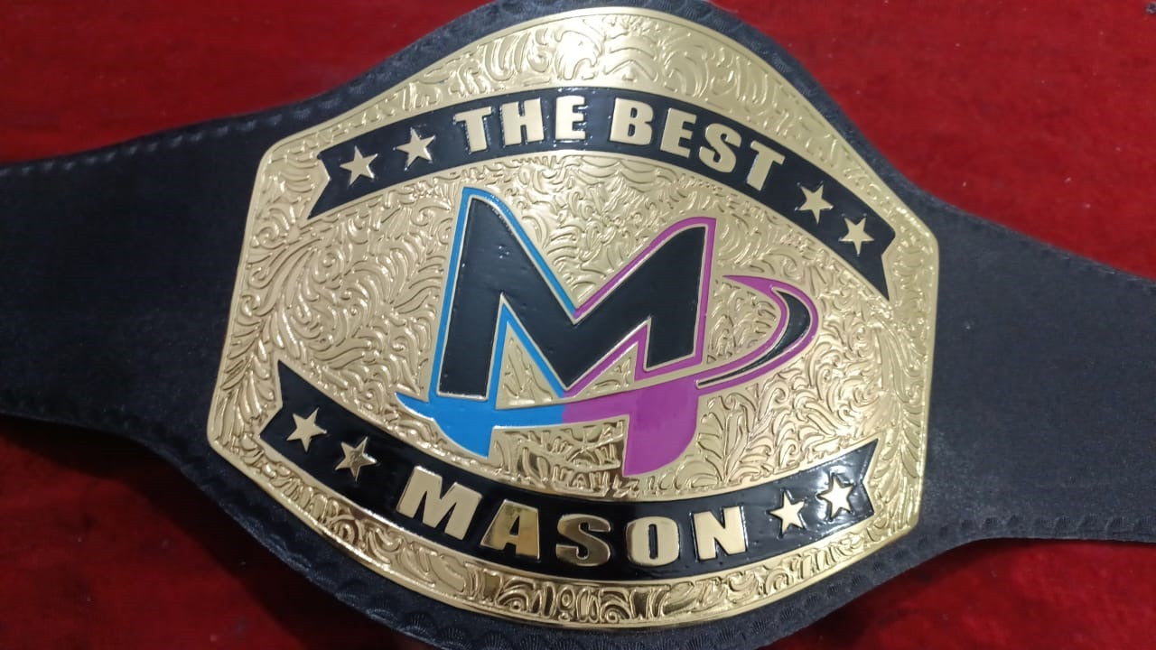 Custom Name and Mason Logo Wrestling Championship Belt - Customize Wrestling Belts