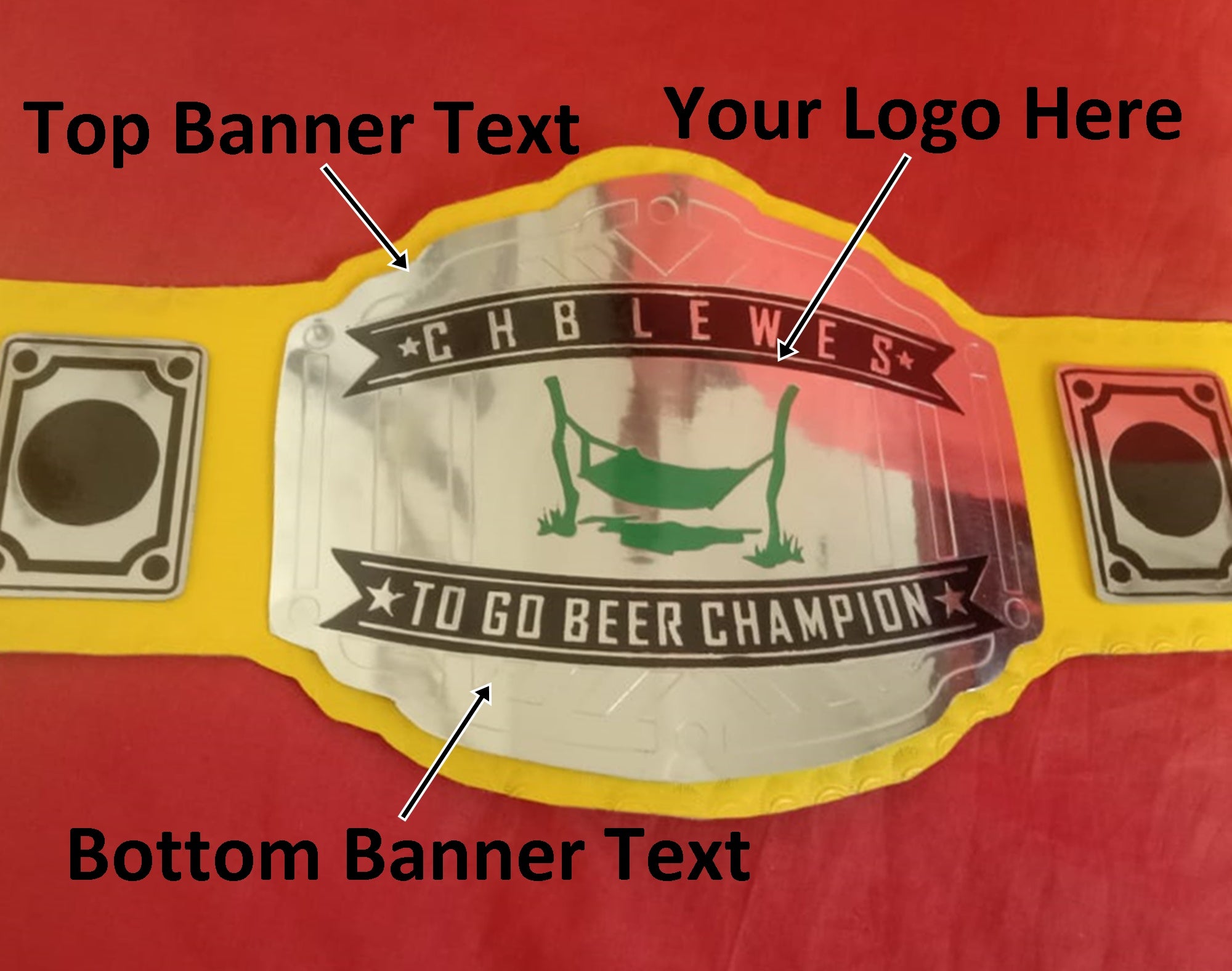 Custom Name and Green Net Woven Sling Logo Championship Belt - Customize Wrestling Belts