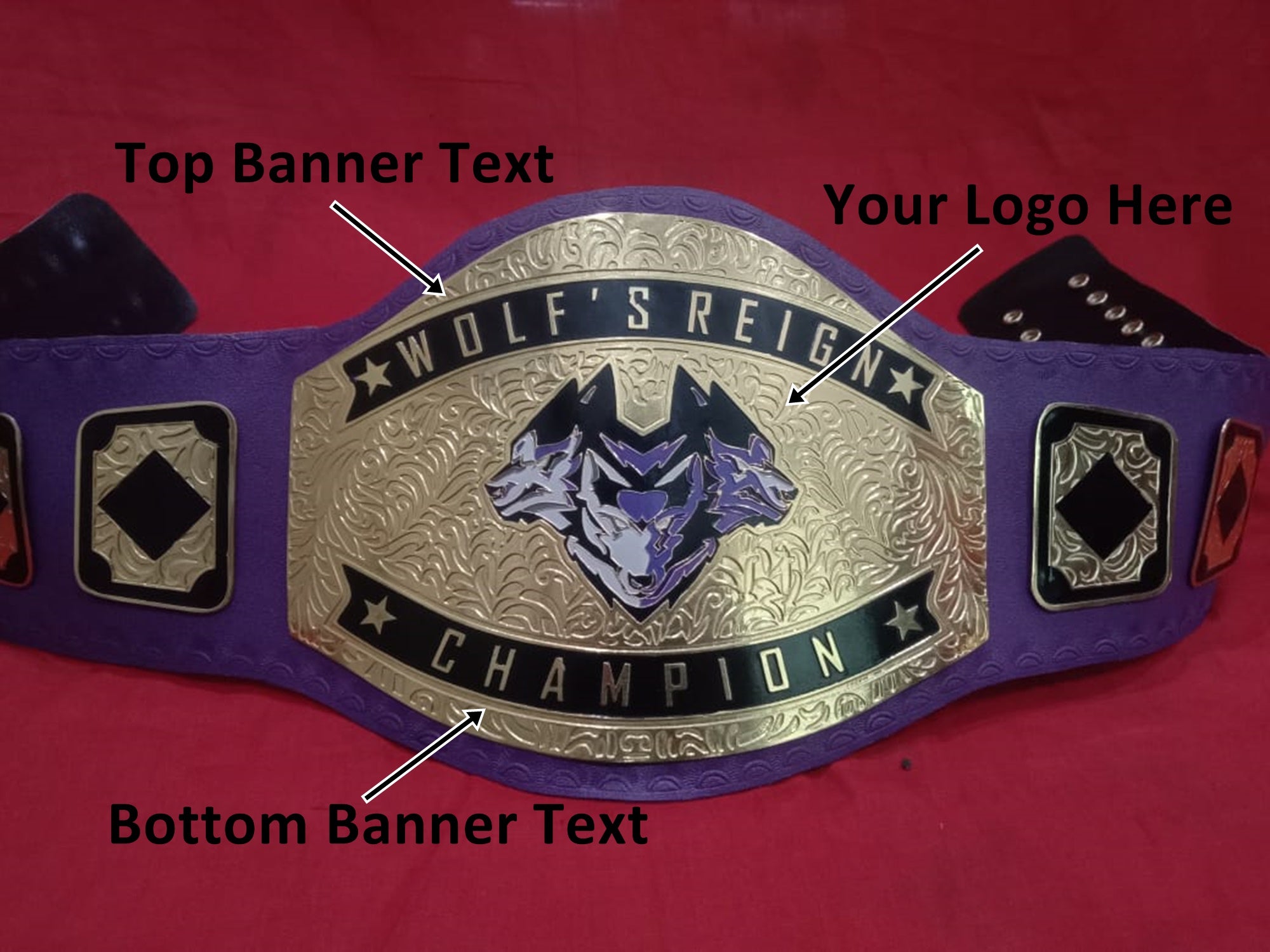 Custom Name and Wolf Logo Wrestling Championship Belt - Customize Wrestling Belts