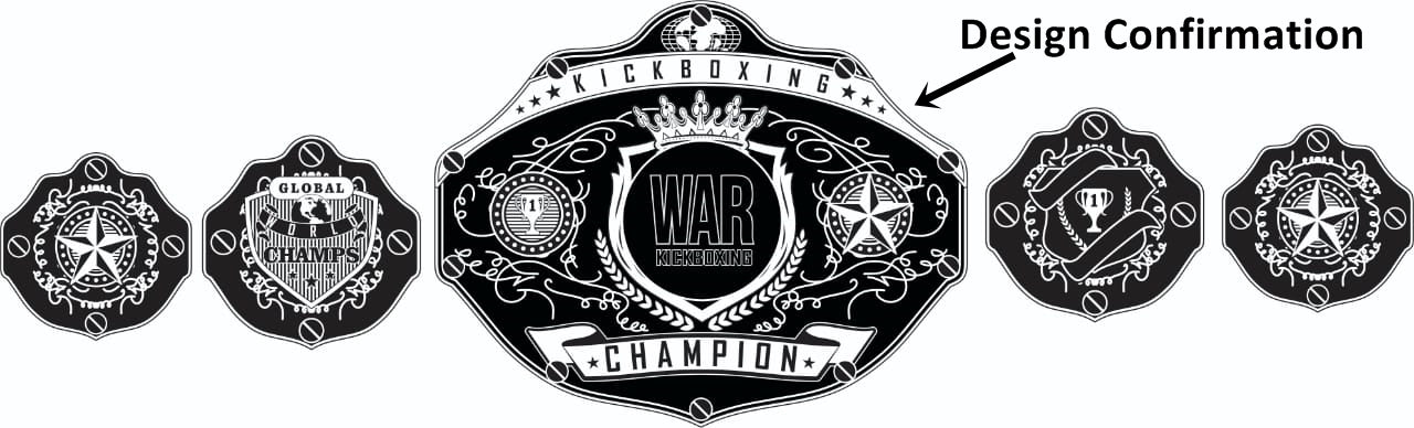 Custom Name and War Kick Boxing Logo Wrestling Championship Belt - Customize Wrestling Belts