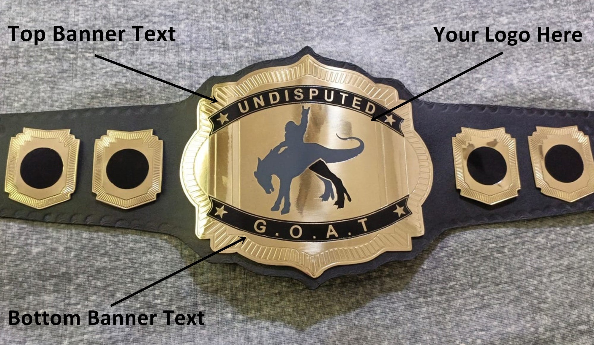 Custom Name and Men Riding Dragon Logo Wrestling Championship Belt - Customize Wrestling Belts