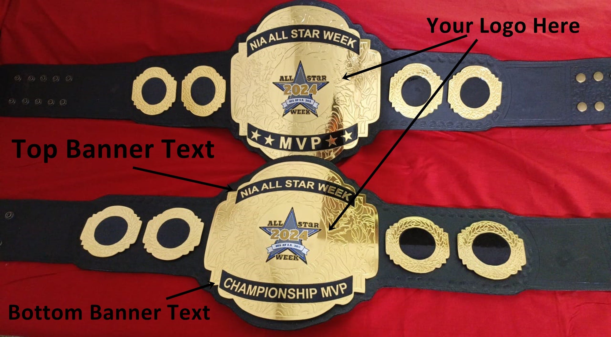 Custom Name and Star Logo Wrestling Championship Belt - Customize Wrestling Belts