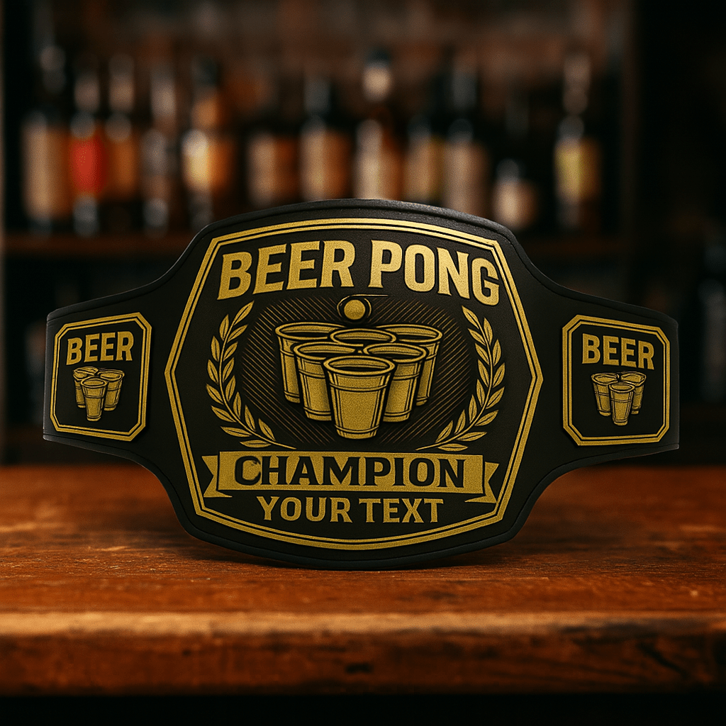 Customized Beer Pong Championship Belt - Customize Wrestling Belts Customize Wrestling Belts2mm BrassBlackCustomized Beer Pong Championship BeltCustomize Wrestling Belts