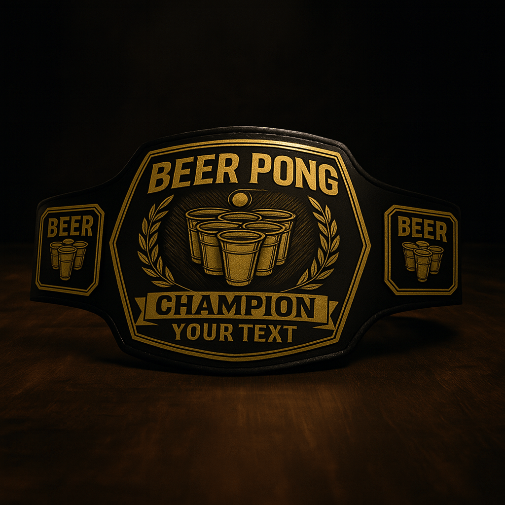 Customized Beer Pong Championship Belt - Customize Wrestling Belts Customize Wrestling Belts2mm BrassBlackCustomized Beer Pong Championship BeltCustomize Wrestling Belts