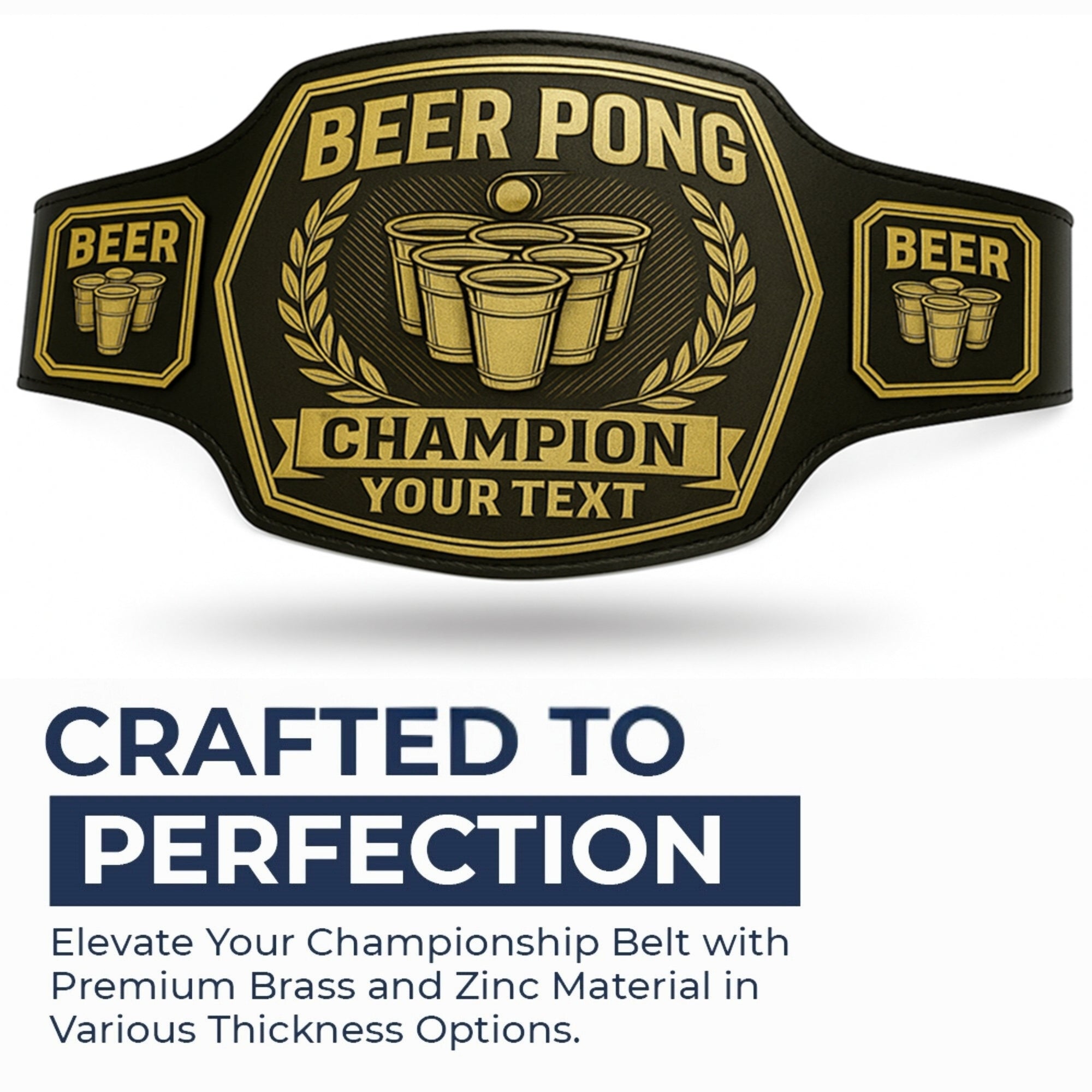 Customized Beer Pong Championship Belt - Customize Wrestling Belts Customize Wrestling Belts2mm BrassBlackCustomized Beer Pong Championship BeltCustomize Wrestling Belts