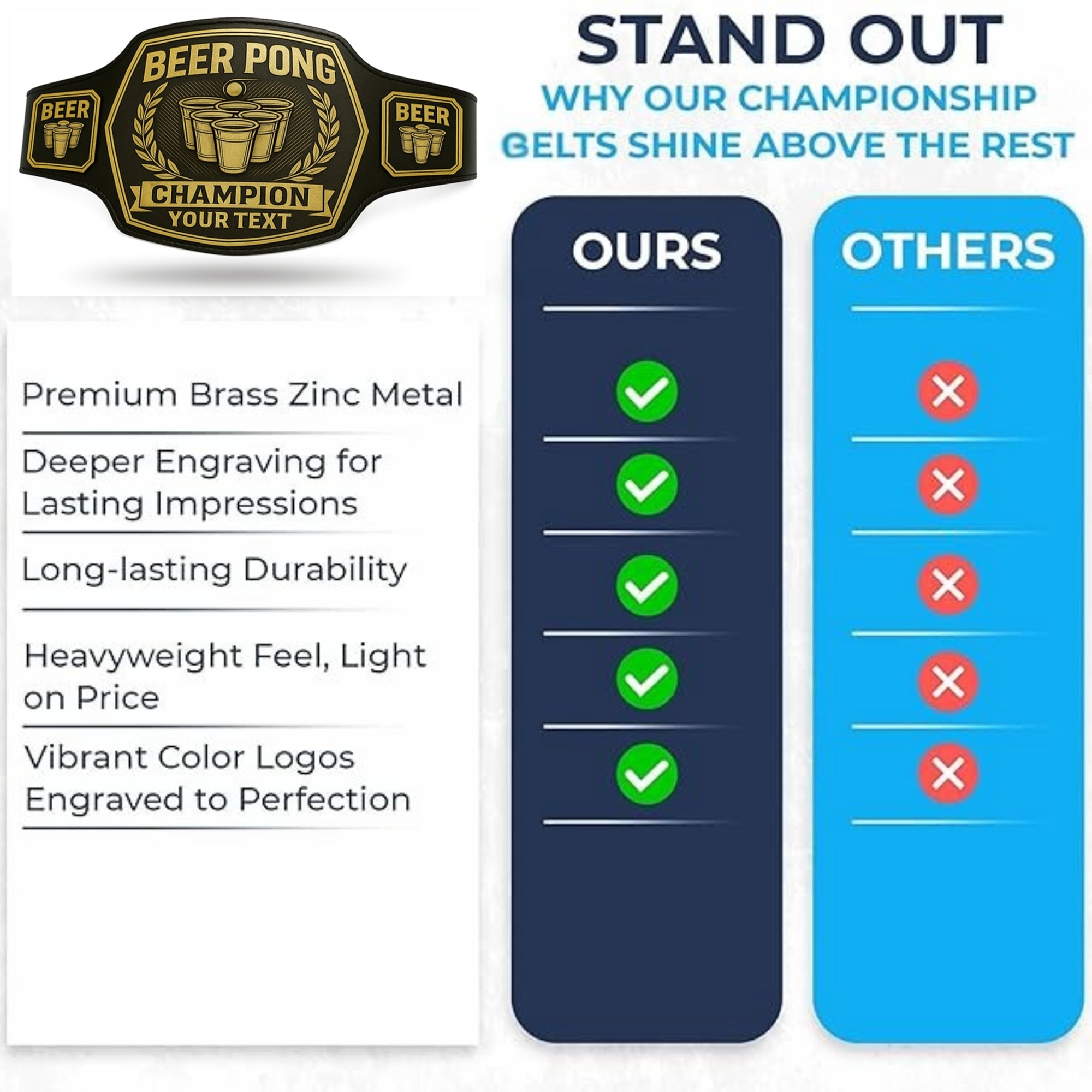 Customized Beer Pong Championship Belt - Customize Wrestling Belts Customize Wrestling Belts2mm BrassBlackCustomized Beer Pong Championship BeltCustomize Wrestling Belts