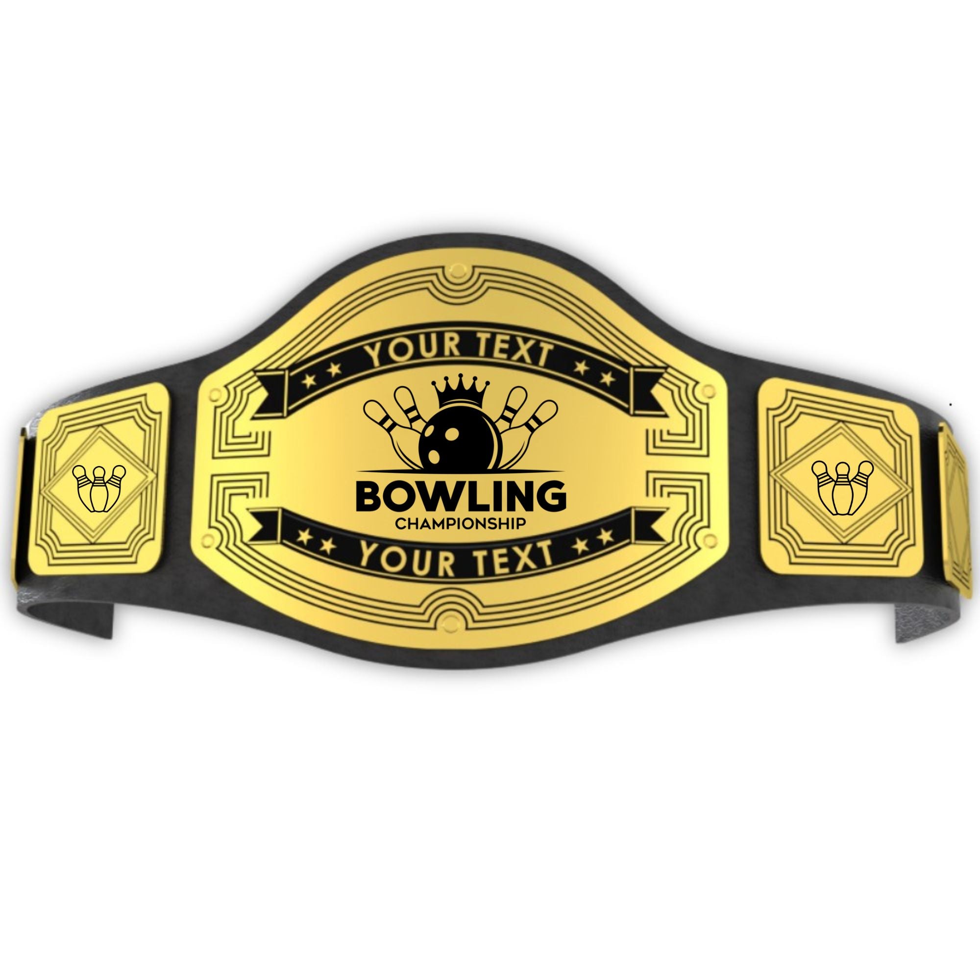 Custom Bowling Championship Belt - Customize Wrestling Belts Customize Wrestling Belts2mm BrassBlackCustom Bowling Championship BeltCustomize Wrestling Belts