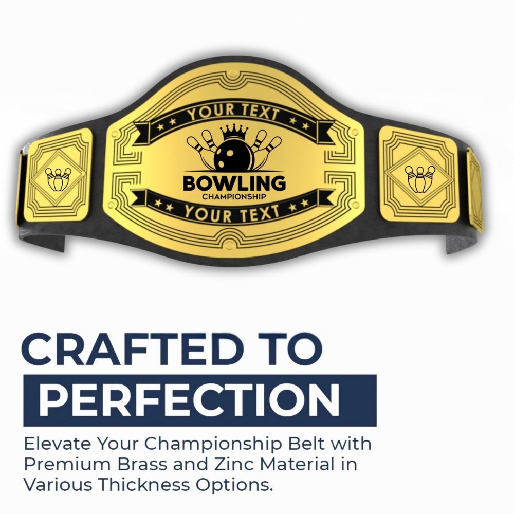 Custom Bowling Championship Belt - Customize Wrestling Belts Customize Wrestling Belts2mm BrassBlackCustom Bowling Championship BeltCustomize Wrestling Belts