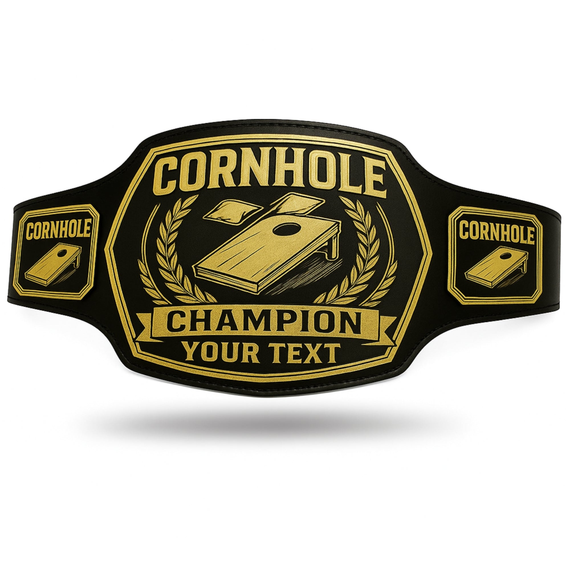 Customized Cornhole Championship Belt - Customize Wrestling Belts Customize Wrestling Belts2mm BrassBlackCustomized Cornhole Championship BeltCustomize Wrestling Belts