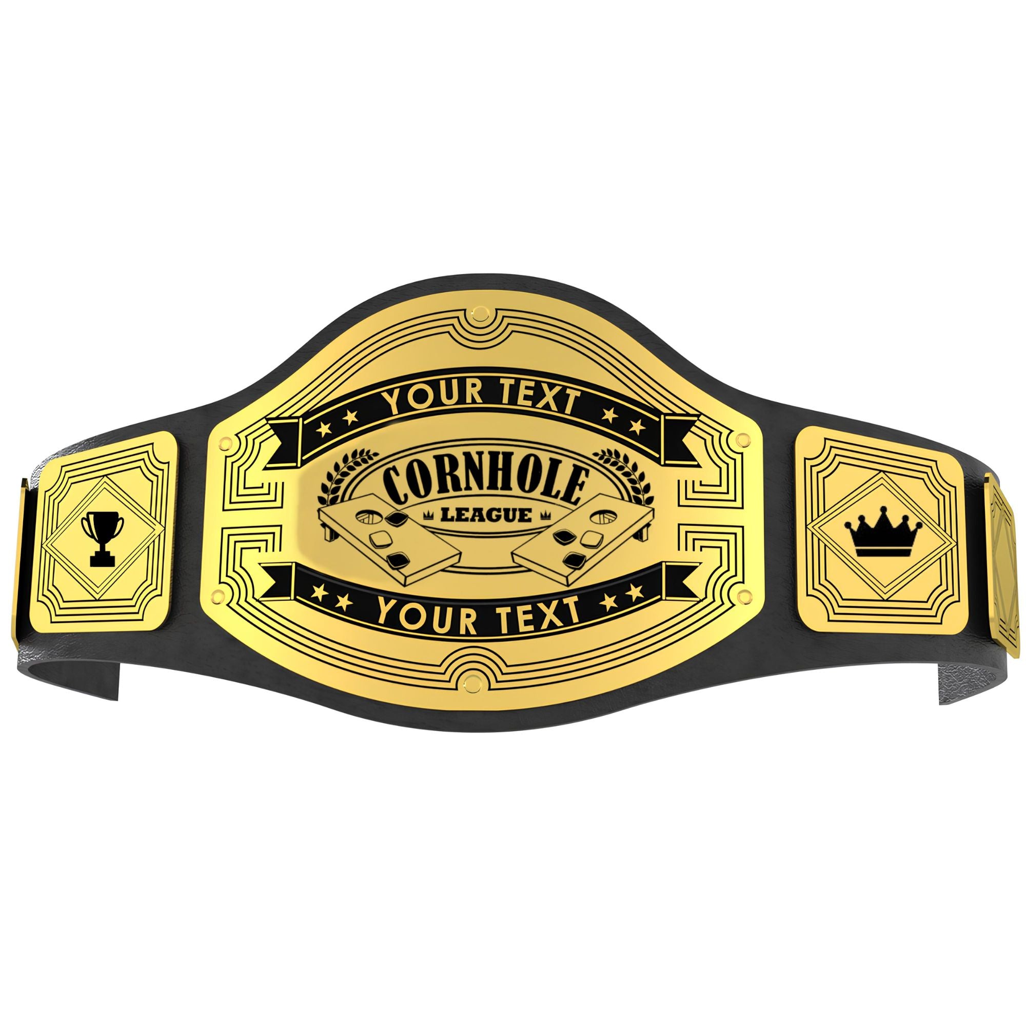 Custom Cornhole Championship Belt - Customize Wrestling Belts Customize Wrestling Belts2mm BrassBlackCustom Cornhole Championship BeltCustomize Wrestling Belts