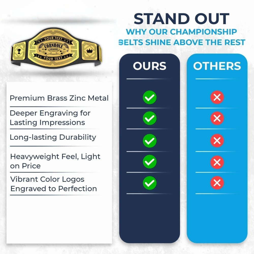 Custom Cornhole Championship Belt - Customize Wrestling Belts Customize Wrestling Belts2mm BrassBlackCustom Cornhole Championship BeltCustomize Wrestling Belts