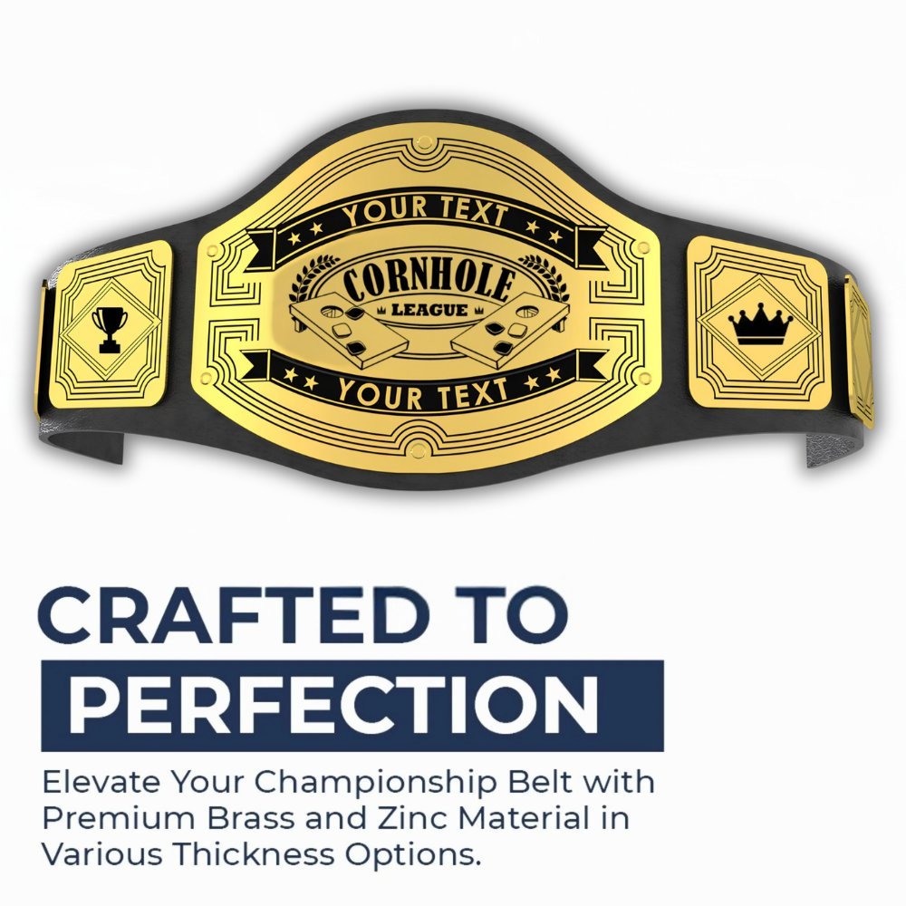 Custom Cornhole Championship Belt - Customize Wrestling Belts Customize Wrestling Belts2mm BrassBlackCustom Cornhole Championship BeltCustomize Wrestling Belts