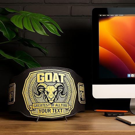 Goat Championship Belt - Ultimate Goat Trophy, Award, and Medal - Perfect Greatest of All Time Decor and Gifts