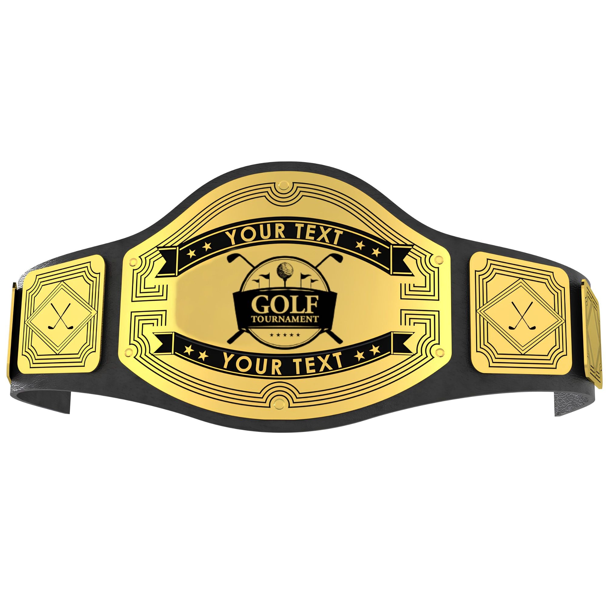 Custom Golf Tournament Championship Belt - Customize Wrestling Belts Customize Wrestling Belts2mm BrassBlackCustom Golf Tournament Championship BeltCustomize Wrestling Belts