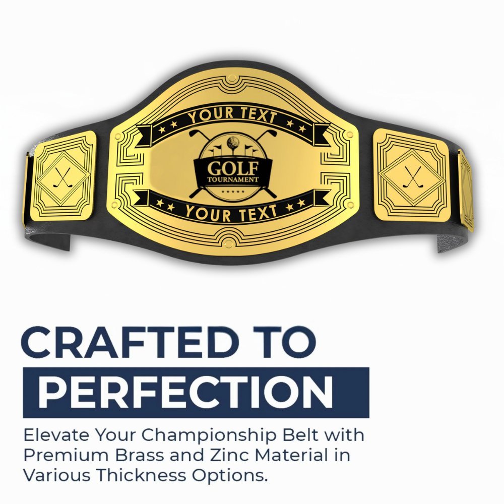 Custom Golf Tournament Championship Belt - Customize Wrestling Belts Customize Wrestling Belts2mm BrassBlackCustom Golf Tournament Championship BeltCustomize Wrestling Belts