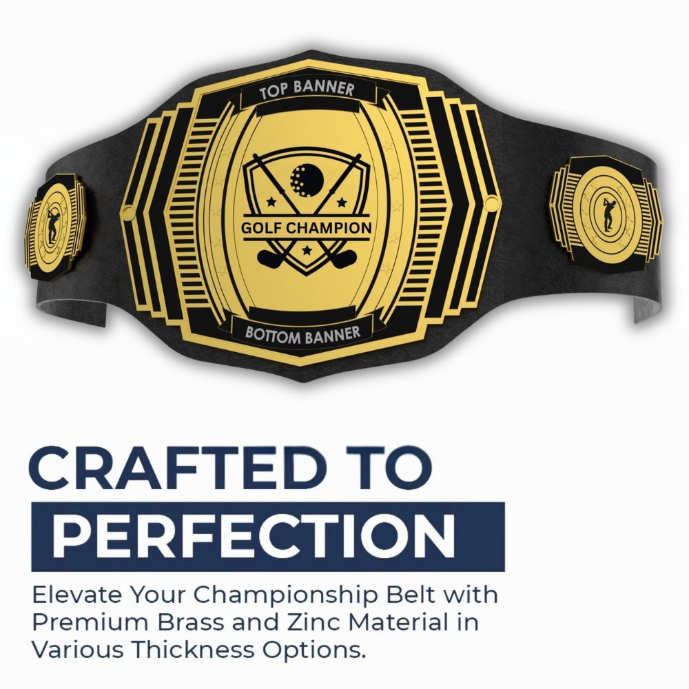 Golf Champion Shield Championship Belt - Customize Wrestling Belts Customize Wrestling Belts2mm BrassBlackGolf Champion Shield Championship BeltCustomize Wrestling Belts
