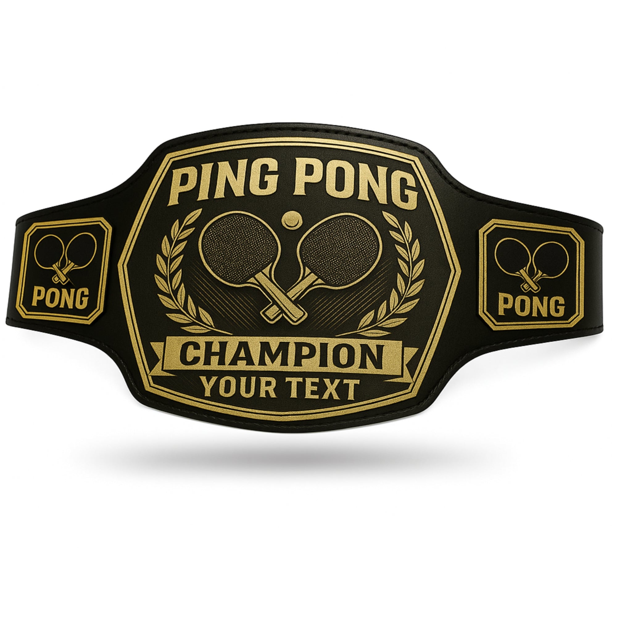 Customized Ping Pong Championship Belt - Customize Wrestling Belts Customize Wrestling Belts2mm BrassBlackCustomized Ping Pong Championship BeltCustomize Wrestling Belts