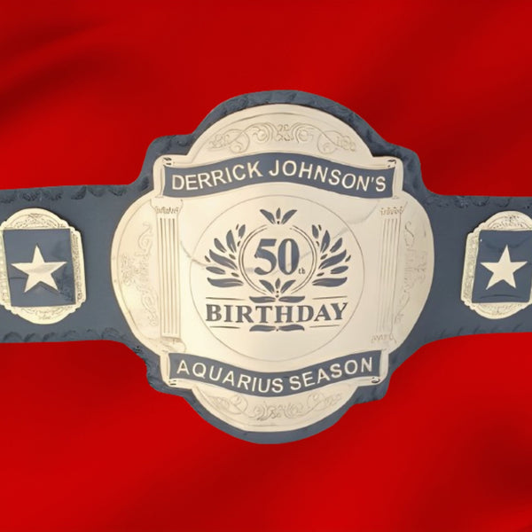 Custom 50th Birthday Logo Wrestling Championship Belt