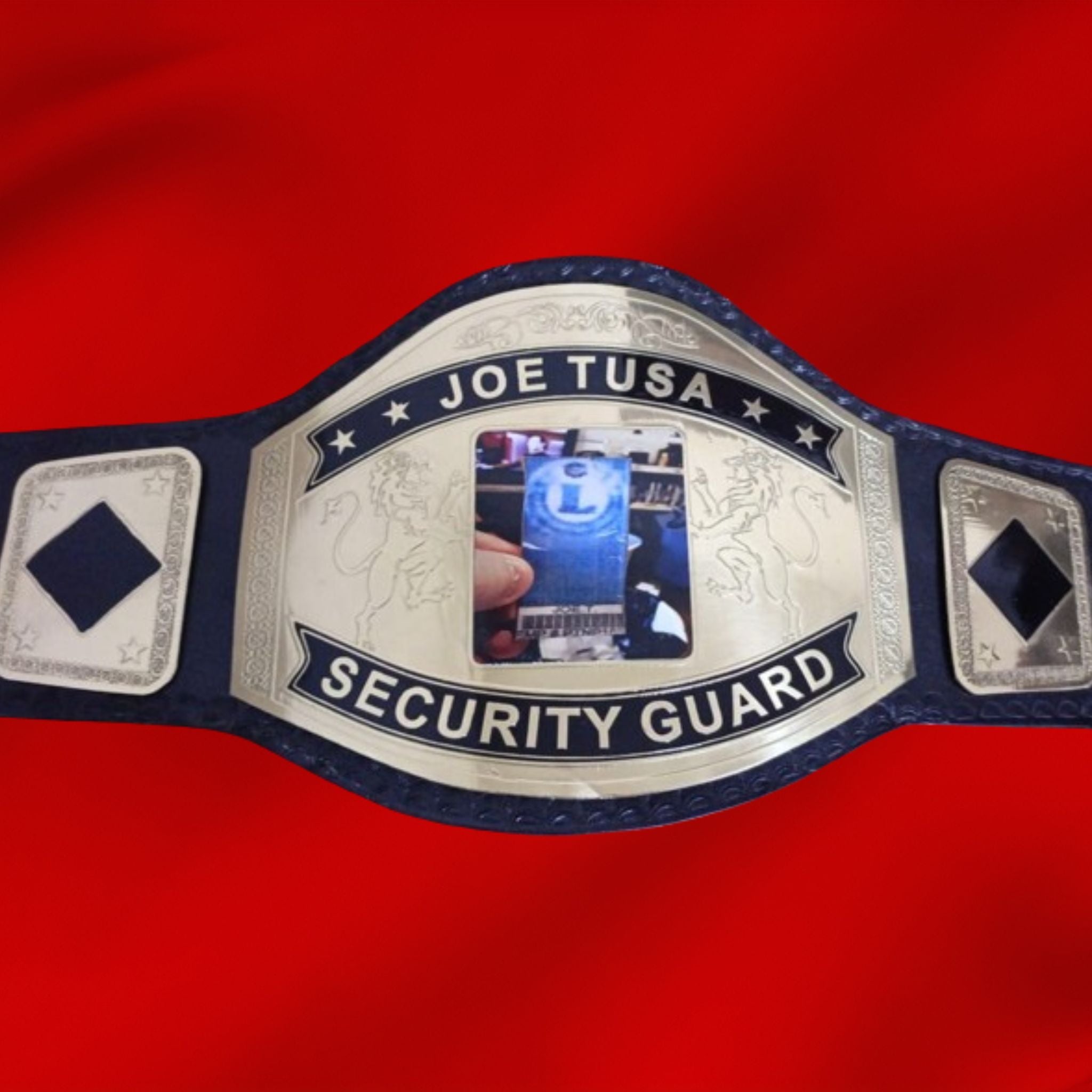 Custom Name and Security Guard Card Logo Wrestling Championship Belt - Customize Wrestling Belts