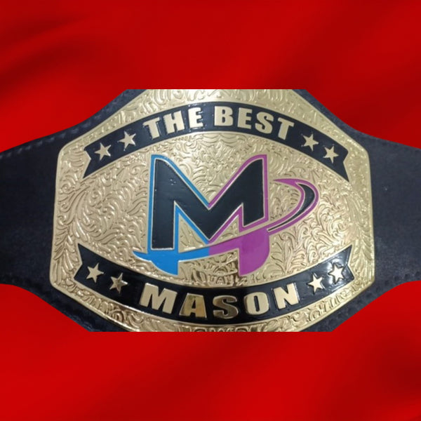 Custom Name and Mason Logo Wrestling Championship Belt - Customize Wrestling Belts