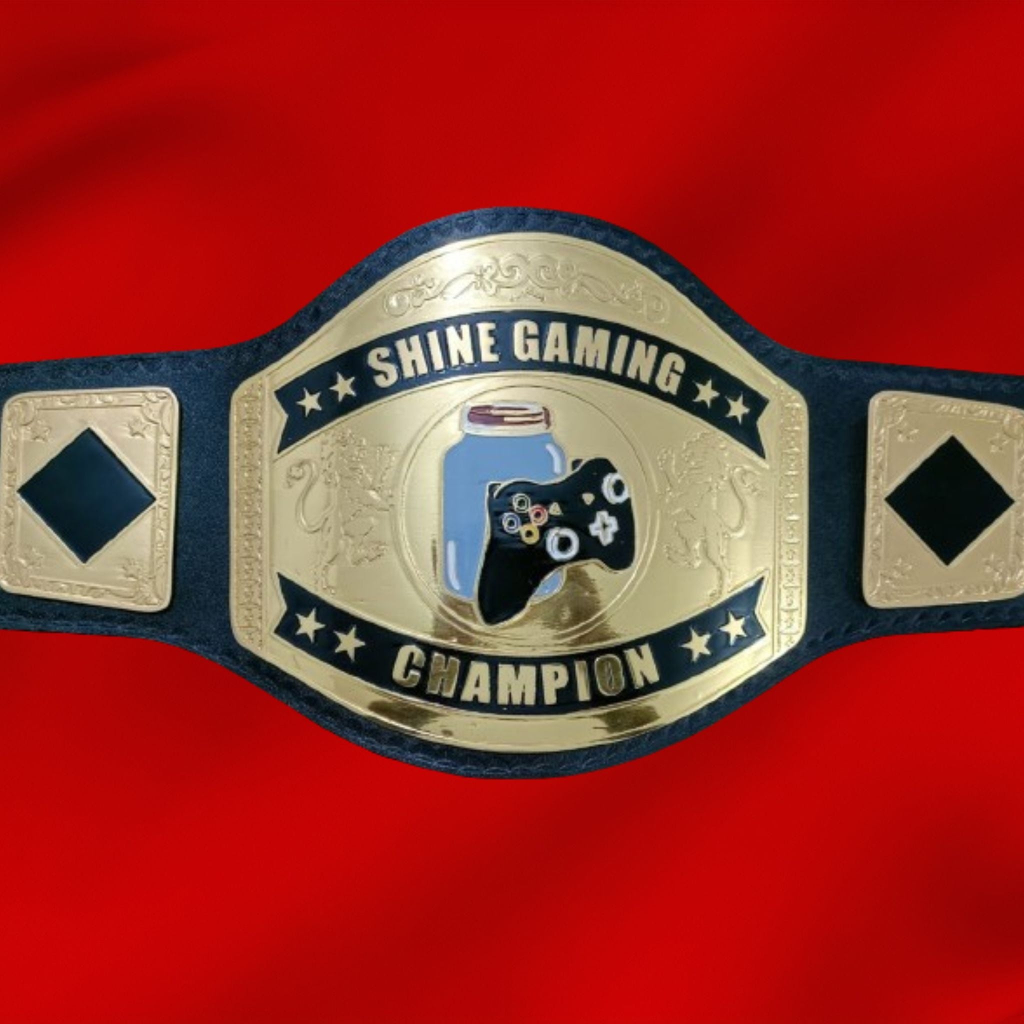 Custom Name and Joystick and Glass Jar Logo Wrestling Championship Belt - Customize Wrestling Belts