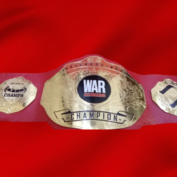 Custom Name and War Kick Boxing Logo Wrestling Championship Belt - Customize Wrestling Belts