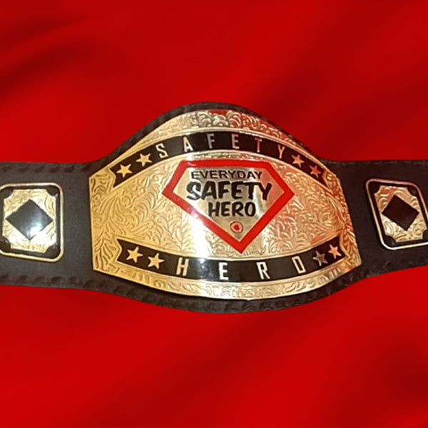 Custom Name and Everday Safety Hero Logo Wrestling Championship Belt - Customize Wrestling Belts