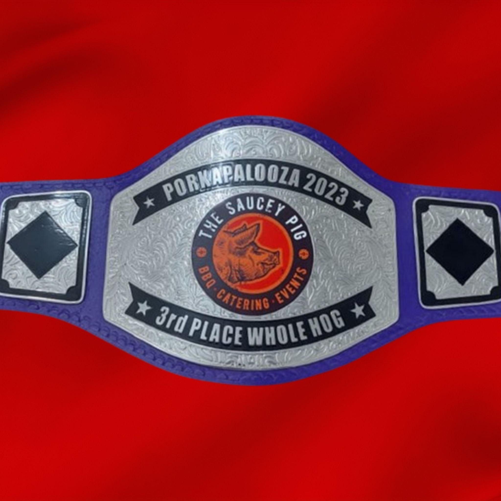 Custom Name And The SAUCEY PIG Logo Wrestling Championship Belt