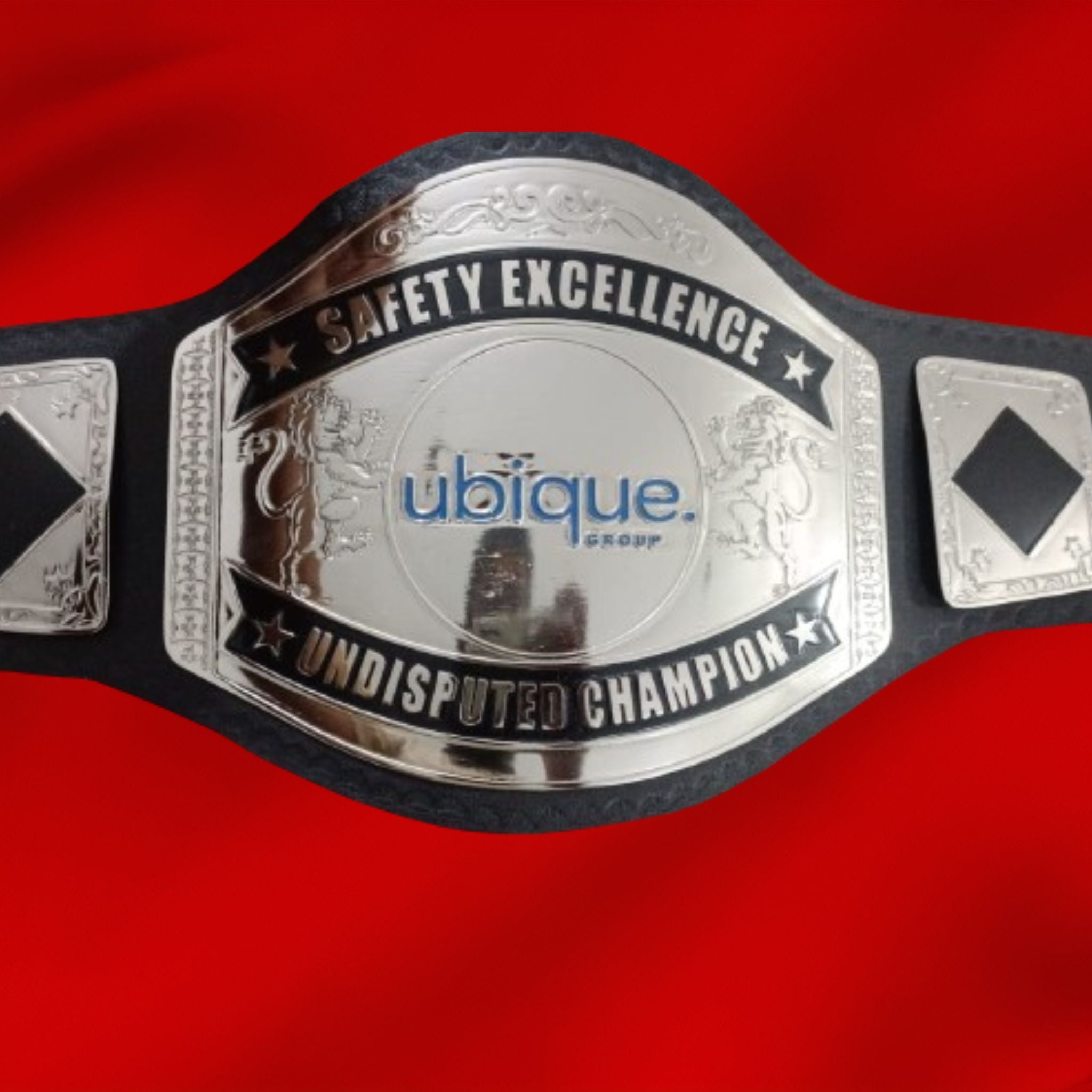 Custom Name and Ubique Group Logo Wrestling Championship Belt - Customize Wrestling Belts