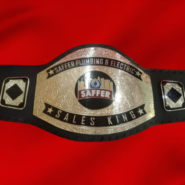 Custom Name and Saffer Electric And Plumbing Logo Wrestling Championship Belt - Customize Wrestling Belts