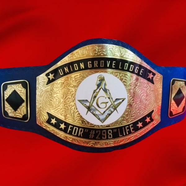 Custom Name And Union Grove Lodge Logo Wrestling Championship Belt