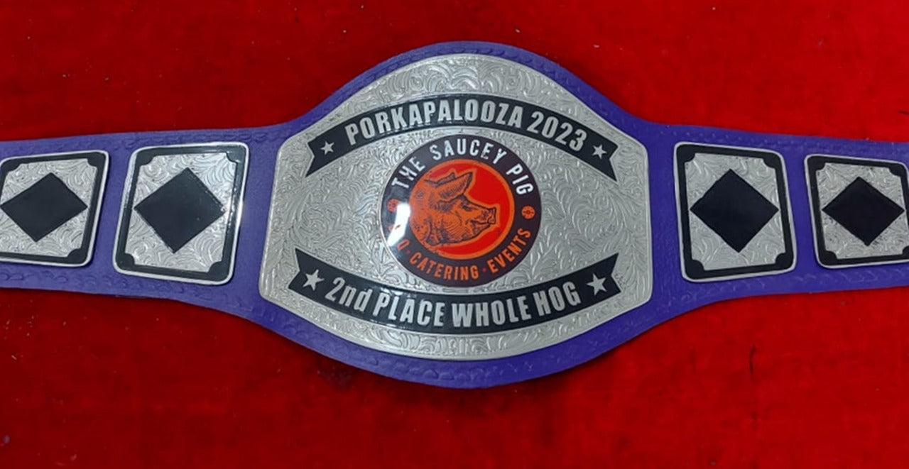 Custom Name and The SAUCEY PIG Logo Wrestling Championship Belt - Customize Wrestling Belts