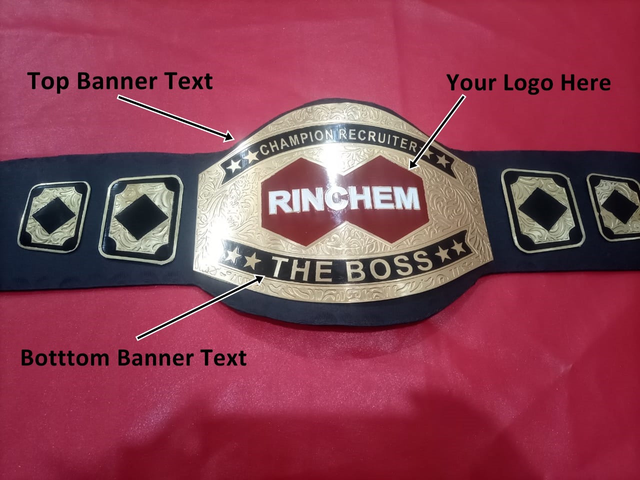 Custom Name and Rinchem Logo For Firm Wrestling Championship Belt - Customize Wrestling Belts