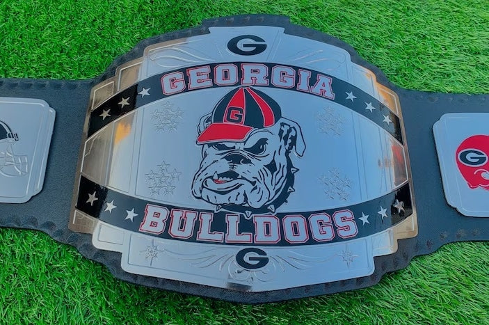 SIlver Plate Customized Georgia Bulldogs Championship Belt - Customize Wrestling Belts
