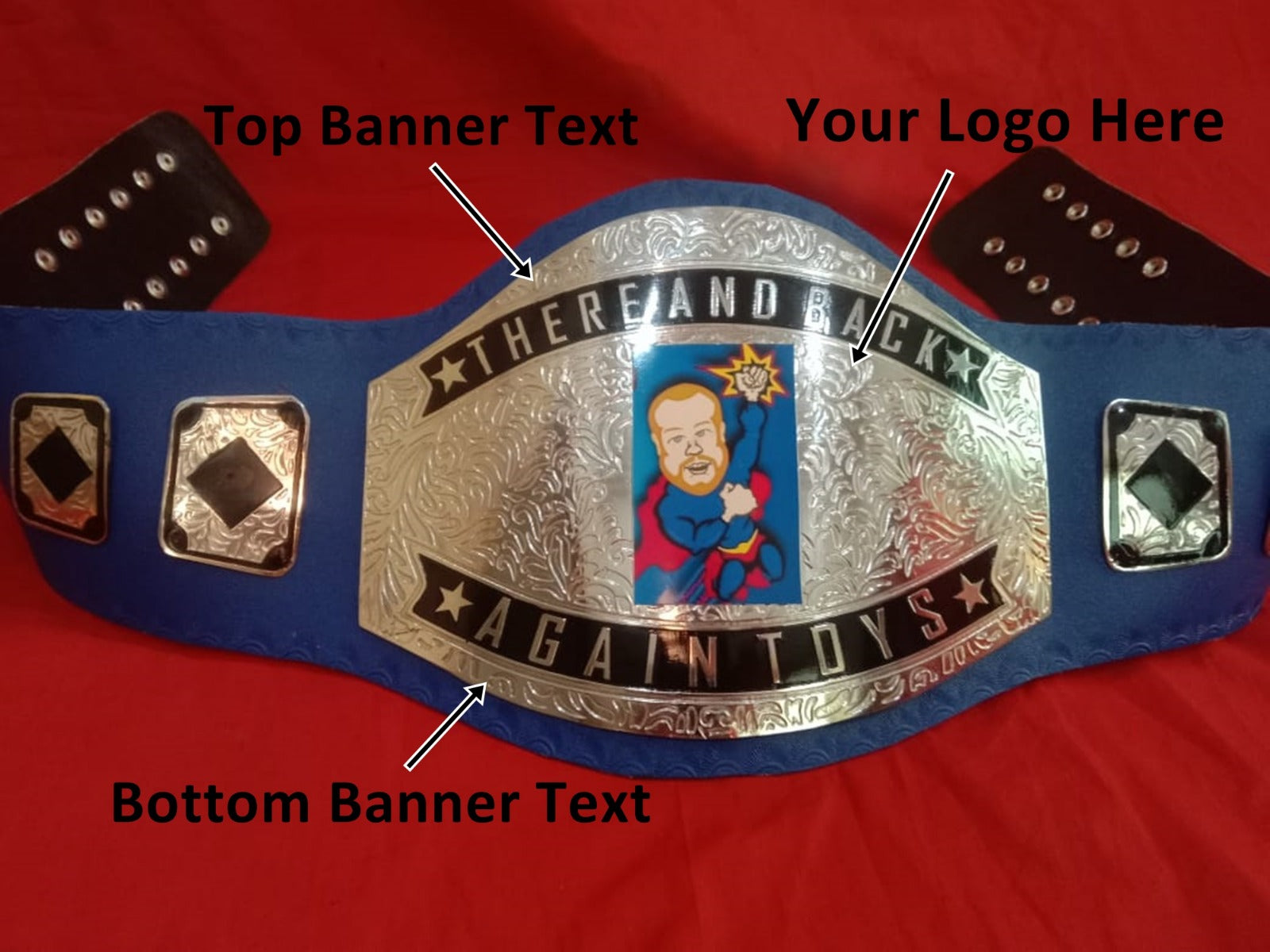 Custom Name and Super Character Logo Wrestling Championship Belt - Customize Wrestling Belts