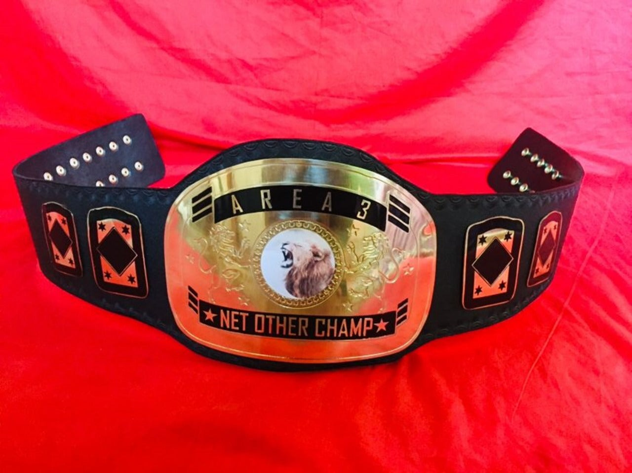 Custom Name and Lion Picture Logo Wrestling Championship Belt - Customize Wrestling Belts