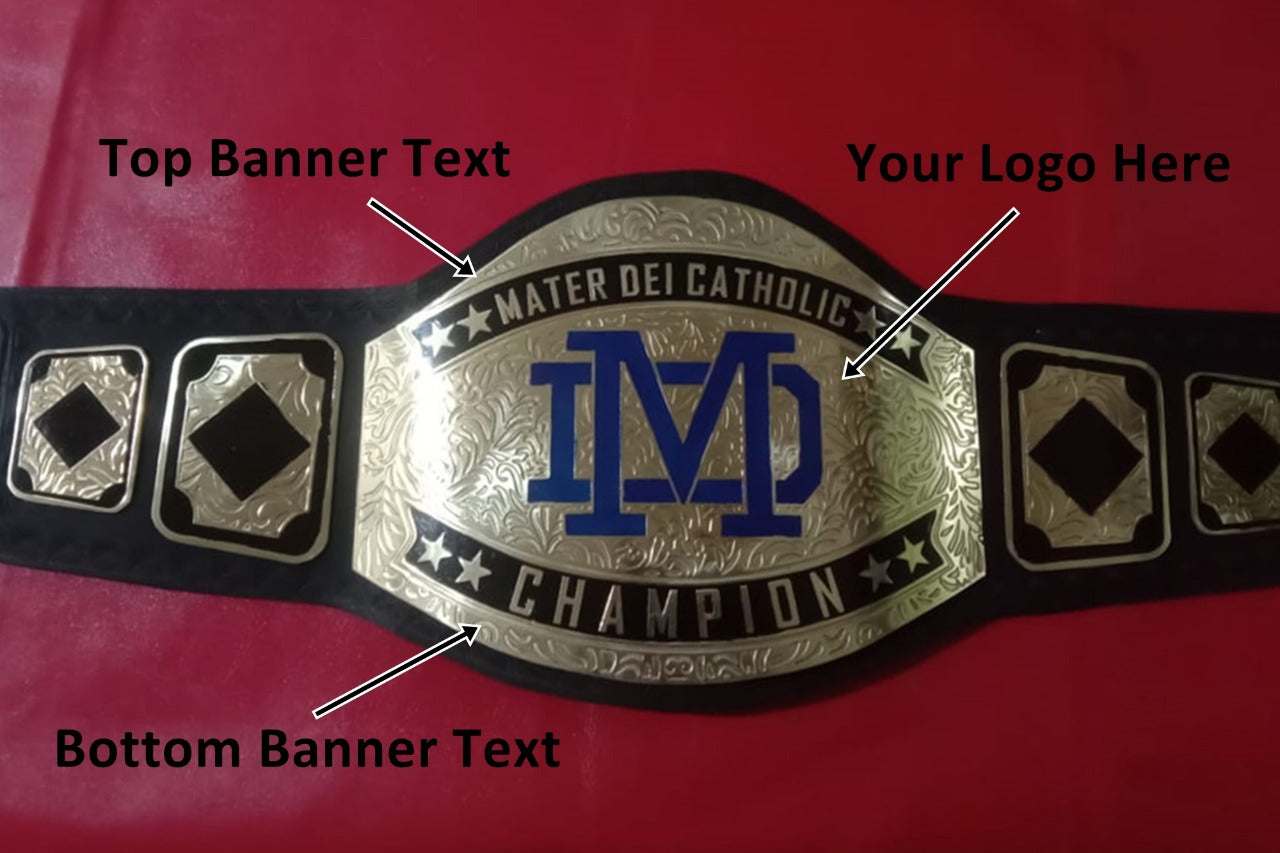 Custom Name and Mather Dei Catholic Logo Wrestling Championship Belt - Customize Wrestling Belts