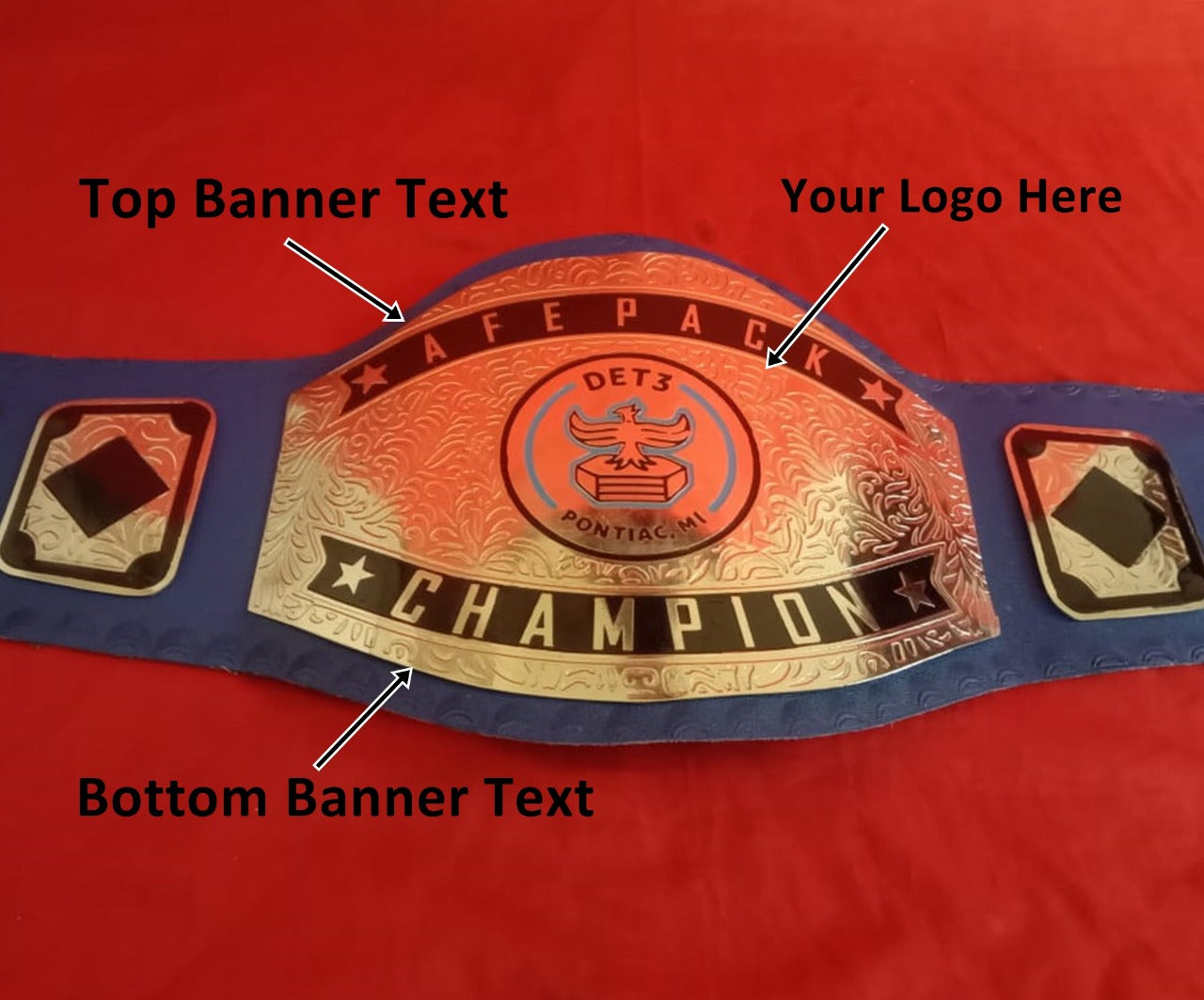 Custom Name and DET 3 Eagle Logo Wrestling Championship Belt - Customize Wrestling Belts