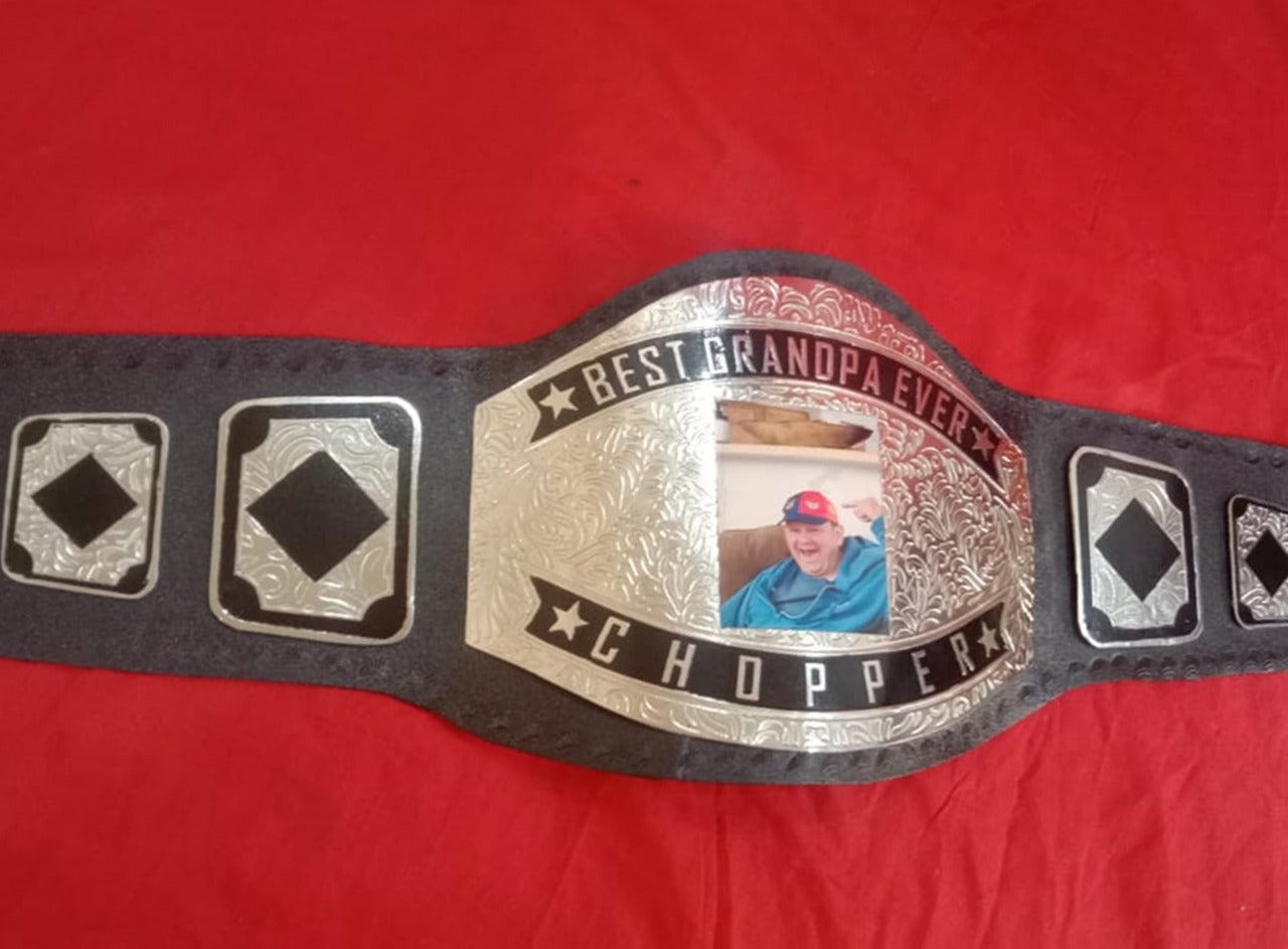 Custom Name and Best Grand Pa Picture Wrestling Championship Belt - Customize Wrestling Belts