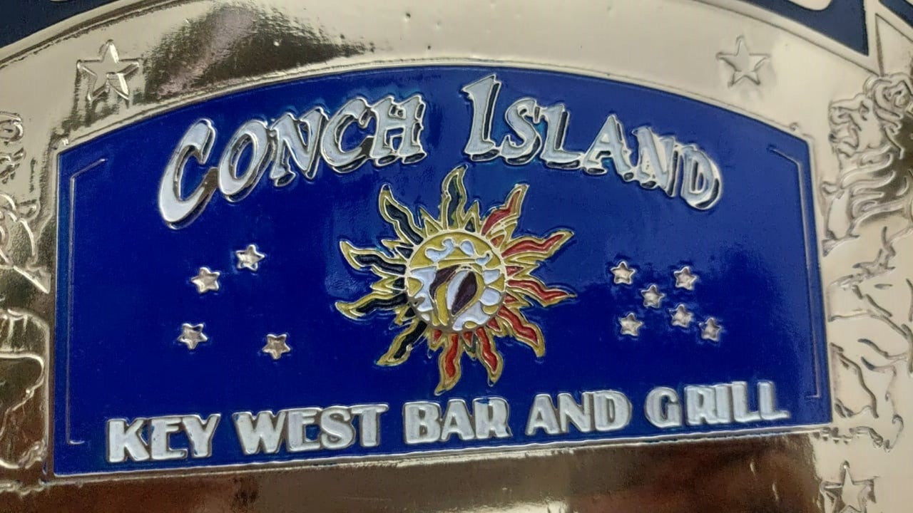 Custom Name and Conch Island Sun Logo Wrestling Championship Belt - Customize Wrestling Belts