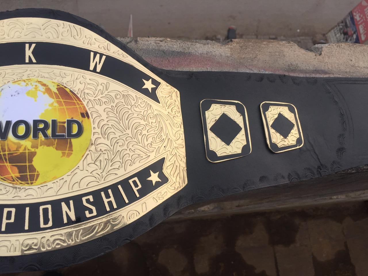 Custom Name and Golden World Logo Wrestling Championship Belt - Customize Wrestling Belts