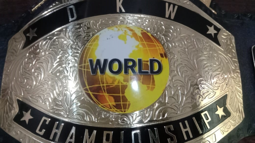 Custom Name and Golden World Logo Wrestling Championship Belt - Customize Wrestling Belts