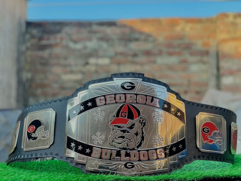 SIlver Plate Customized Georgia Bulldogs Championship Belt - Customize Wrestling Belts